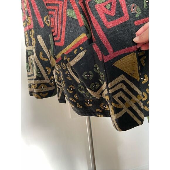 Vintage Wool Funky 80s Geometric beaded retro Jacket - Picture 11 of 13